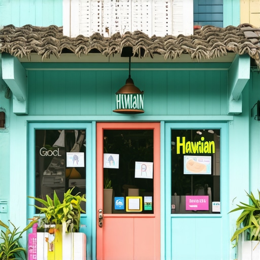 Hawaiian storefront with Google Maps overlay