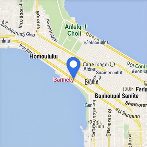 Map of Honolulu showing business locations optimized for Google Maps