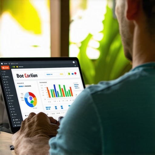 Person using laptop to monitor local SEO metrics with charts and dashboards