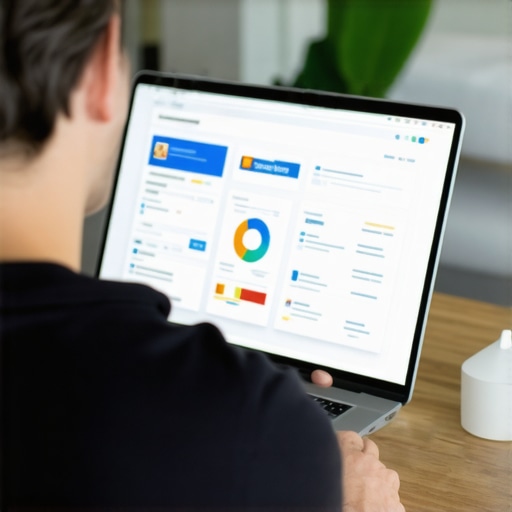 Digital marketer reviewing Hawaii local SEO performance on laptop with Hawaii background