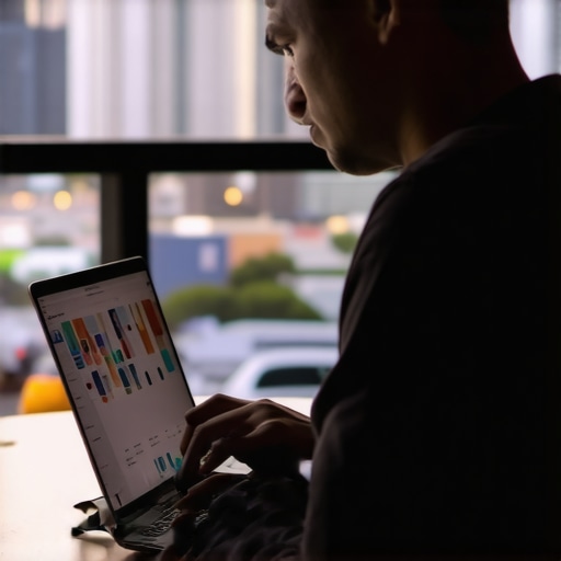 Digital Marketing Tools in Honolulu A person analyzing local SEO metrics on a laptop with Honolulu cityscape in the backdrop