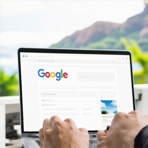 Person reviewing Honolulu business profile on laptop