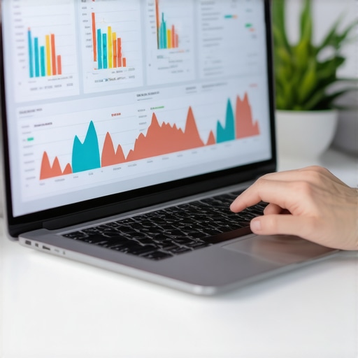 A person working on local SEO analytics on a laptop with Hawaii themes.