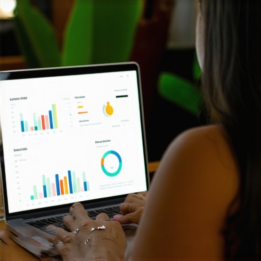 Person working on local SEO analytics for Hawaii business in tropical workspace