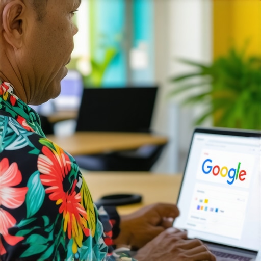 Local business owner working on Google My Business profile customization in Honolulu