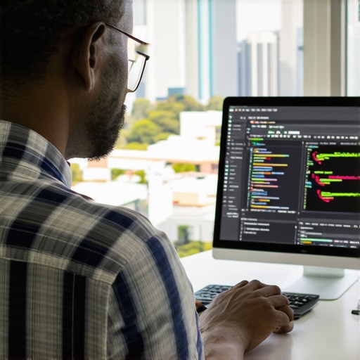 Business owner reviewing local SEO analytics with Honolulu city view