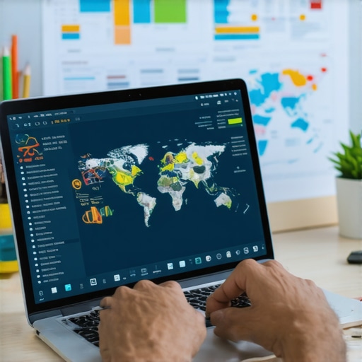 Person reviewing SEO analytics and map rankings on a laptop