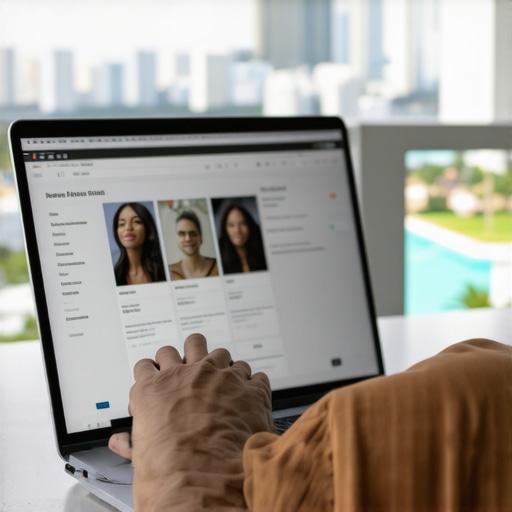 Person working on Honolulu local SEO optimization on a laptop with cityscape view