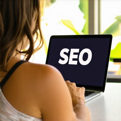 Person reviewing local SEO analytics on laptop with Hawaii scenery